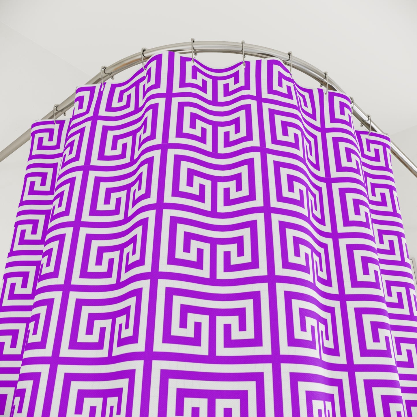 Purple Greek Key Pattern Shower Curtain | Geometric Bath Decor, Glam Bathroom Accessory,  Classy Vibe