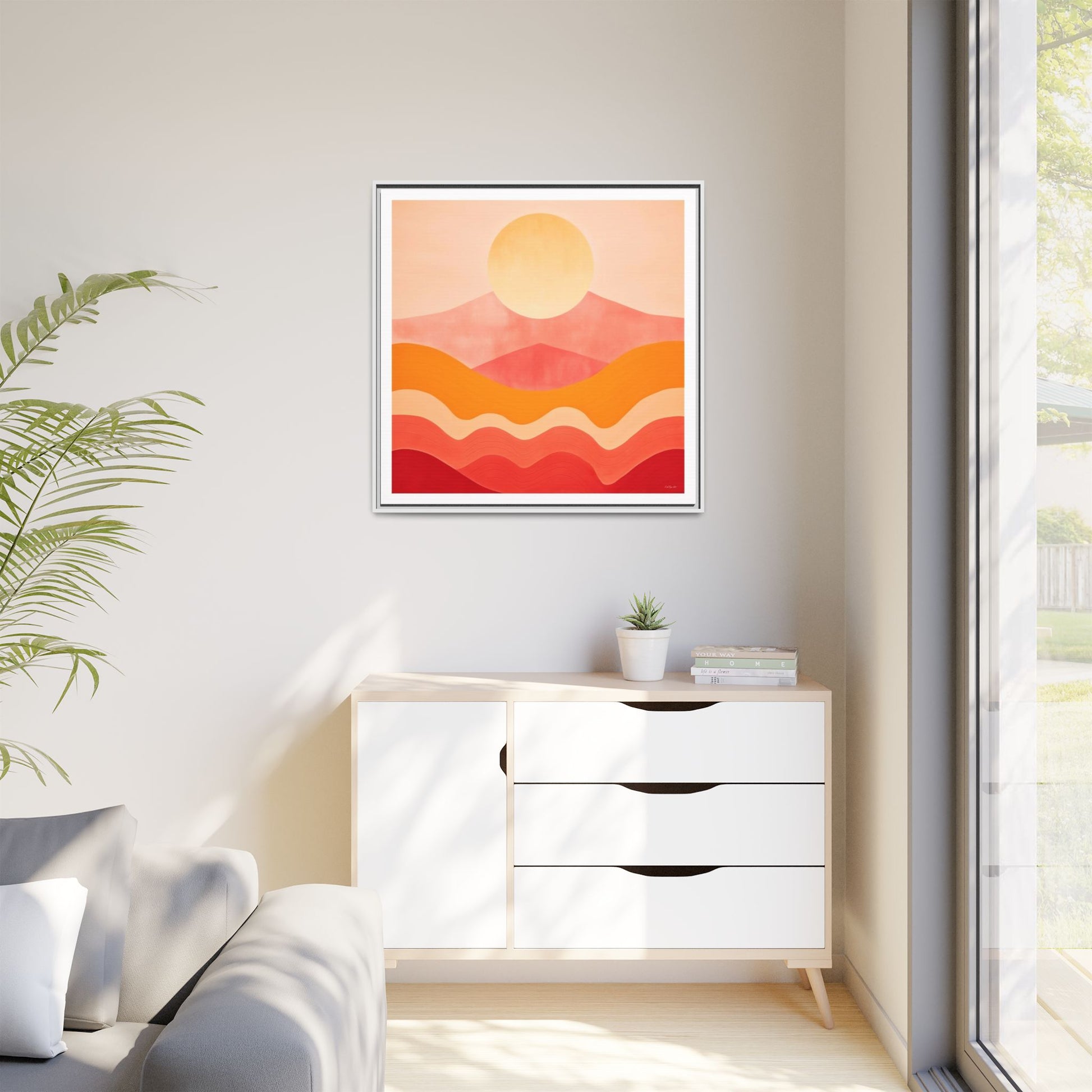 Sunset Mountain Matte Canvas Art Print, Framed Wall Decor, Boho Home Decoration, Gift for Nature Lovers, Colorful Landscape - LOLA VEGAS ART