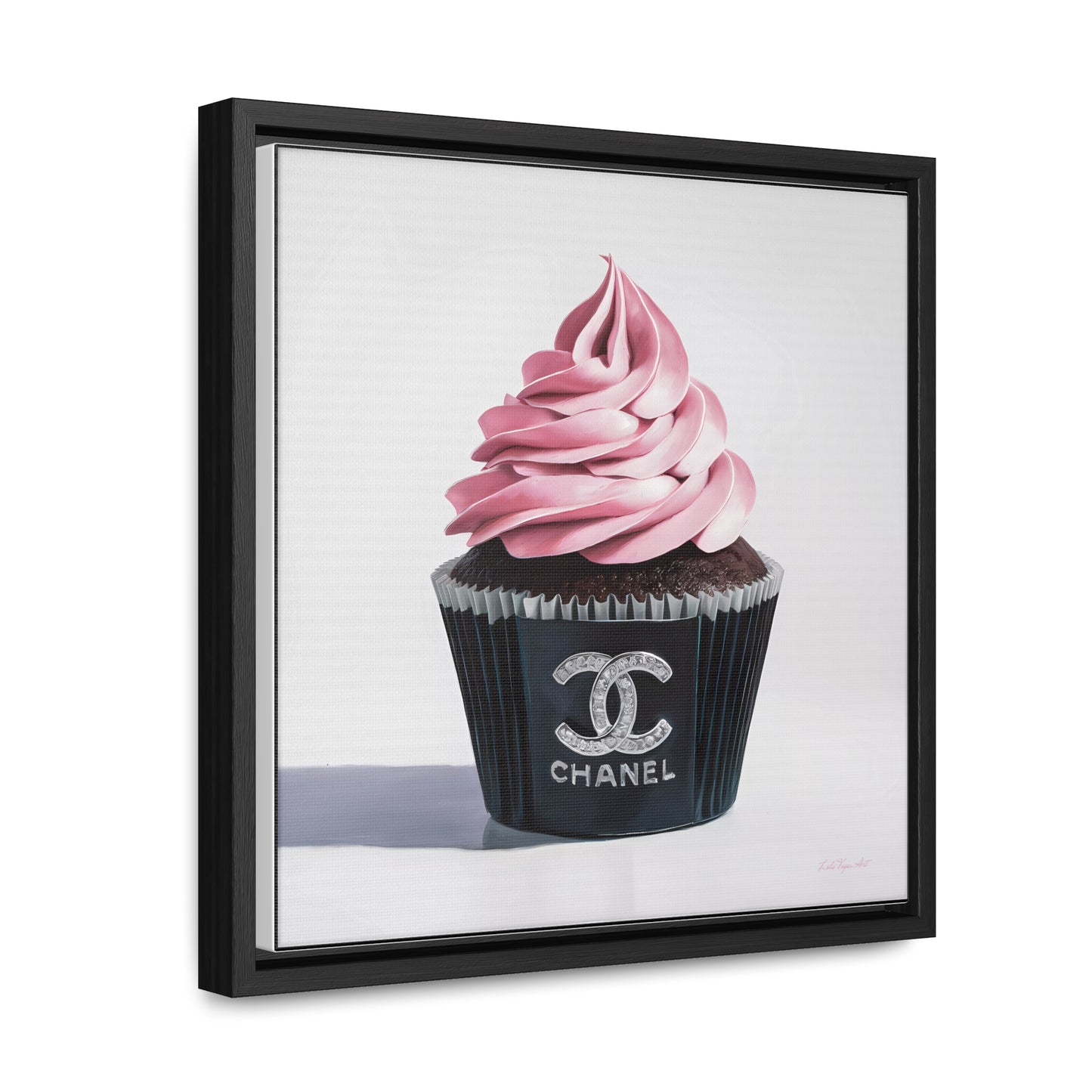 Fashionista Glam Canvas Wall Art, Girly Room Decor, Pink Cupcake Square Frame, Chanel Inspired, Gallery Canvas Wraps, Square Frame Wall