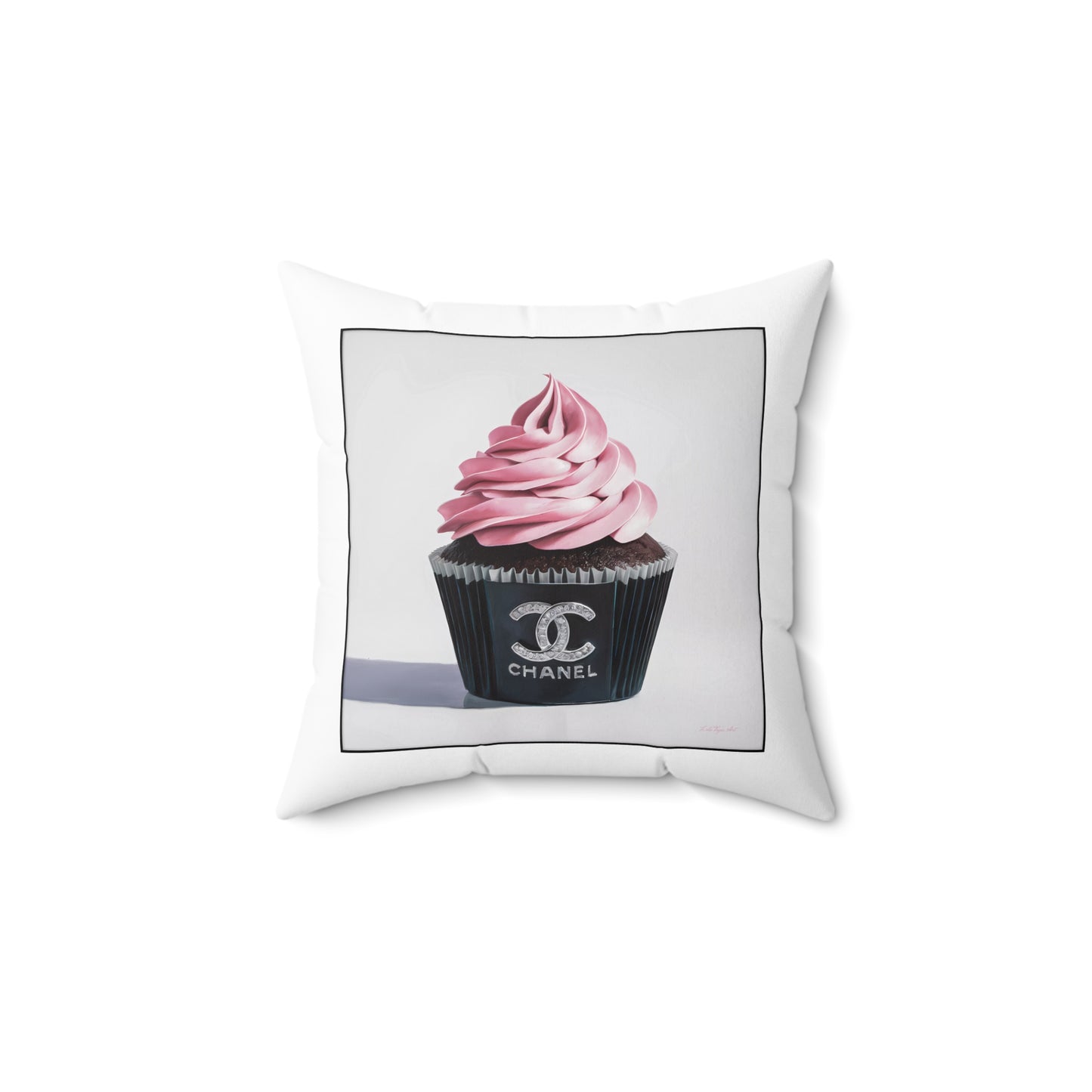 Fashionista Chanel Cupcake Square Pillow, Glam Girl Decor, Pink Frosting Cushion, Chocolate Pillow Case, Home Decor Gift