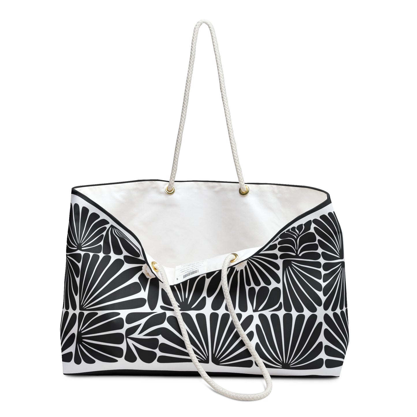 Matisse Style Modern Floral Weekender Bag | Black & Off-White Oversized Beach Bag