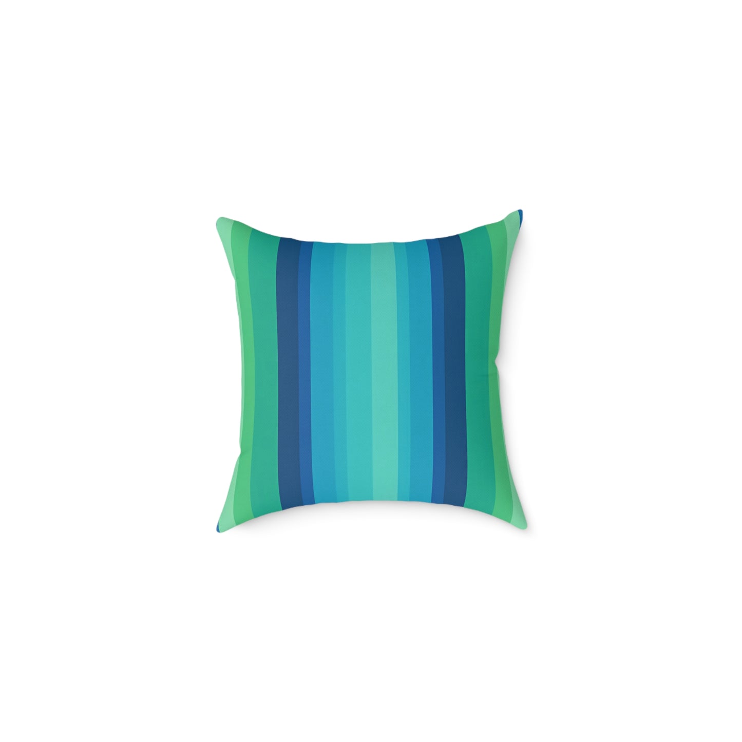 Teal Blue Green Stripe Square Pillow | Coastal Modern Throw Pillow