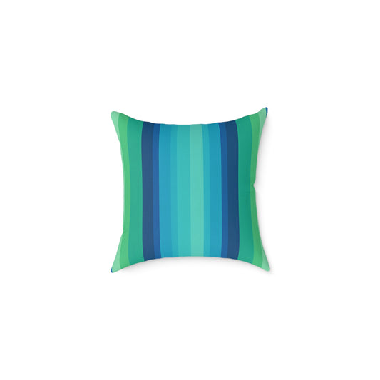 Teal Blue Green Stripe Square Pillow | Coastal Modern Throw Pillow