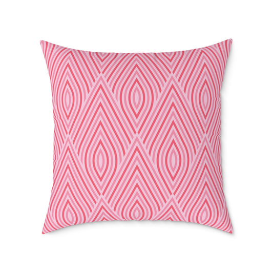 Pink Geometric Ikat Pattern Square Pillow | Decorative Throw Pillow