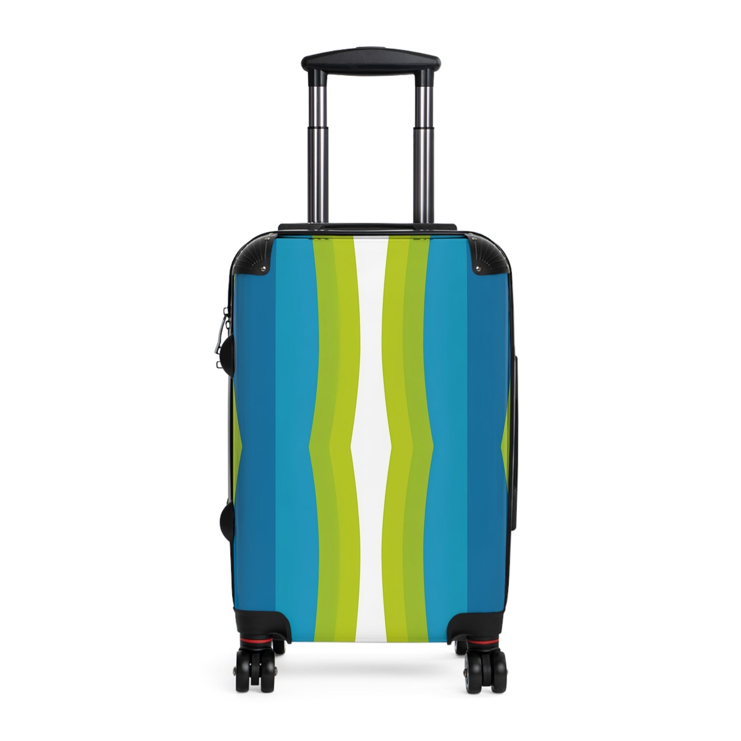 Blue Green Wave Stripe Suitcase | Travel Luggage