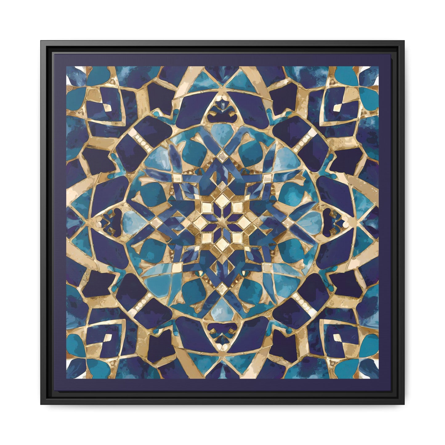 Framed Blue Moroccan Mosaic Wall Art — Matte Canvas Print