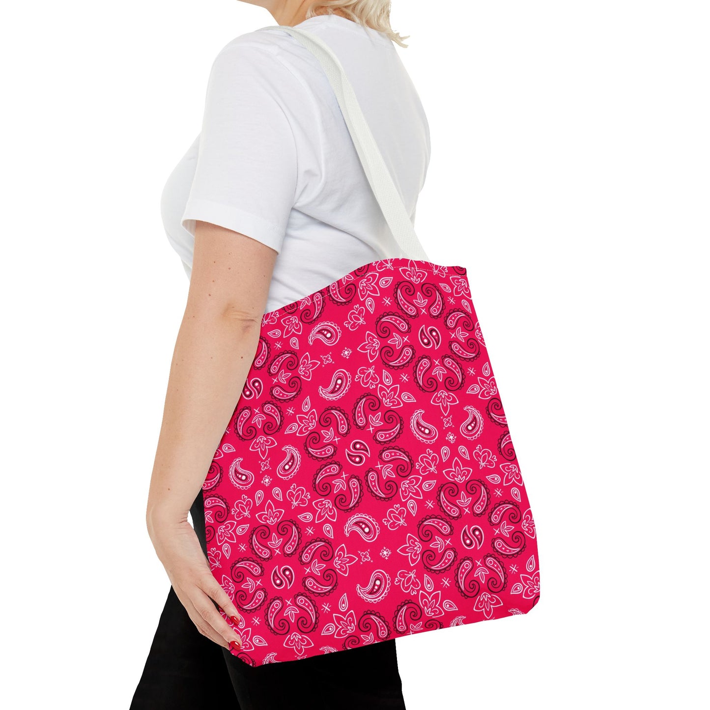 Rose-Red Paisley Pattern Tote Bag | All-Over Print
