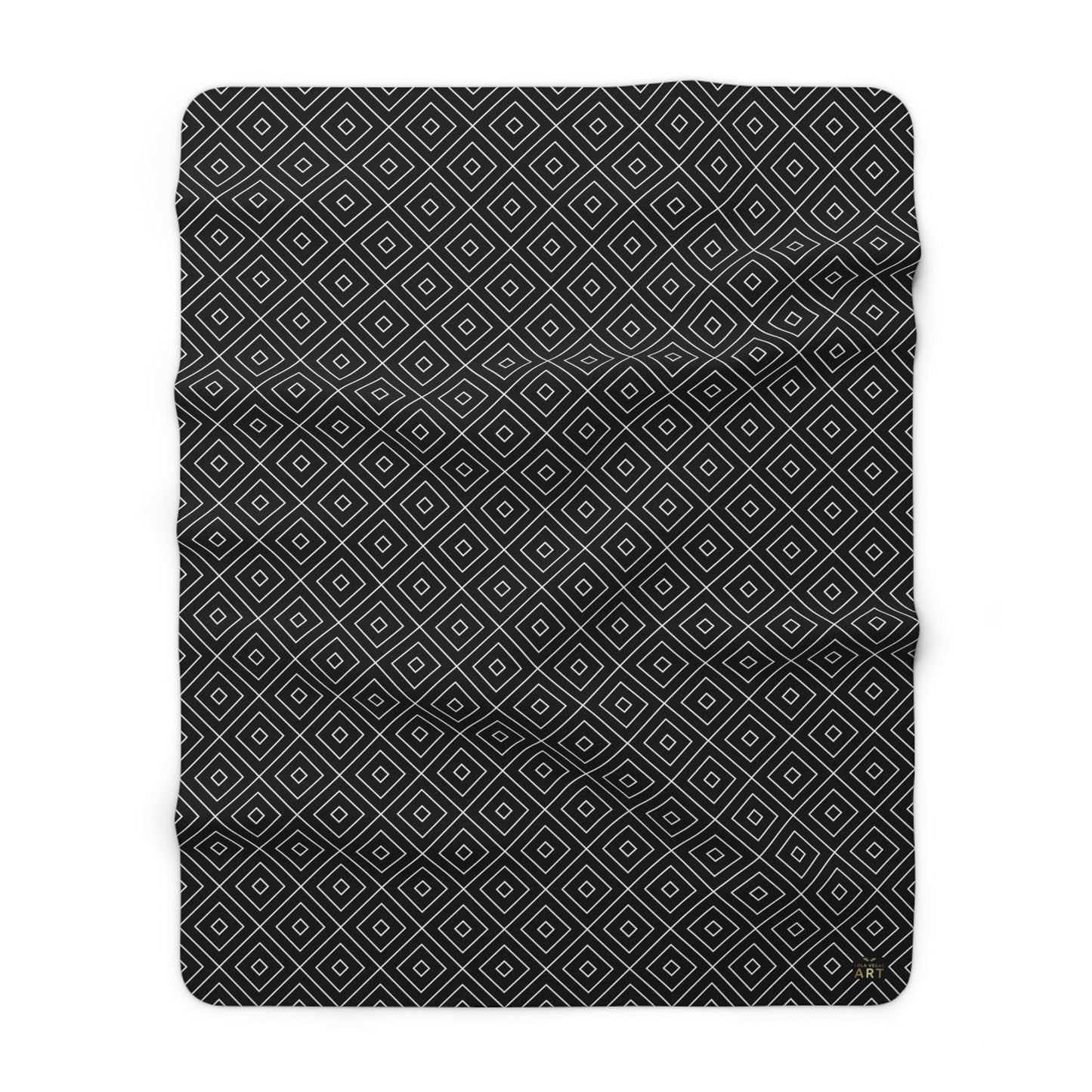 Geometric Diamond Pattern Sherpa Blanket | Black White Cozy Throw, Soft Throw Blanket, Home Decor, Gift for All, Geometric Pattern