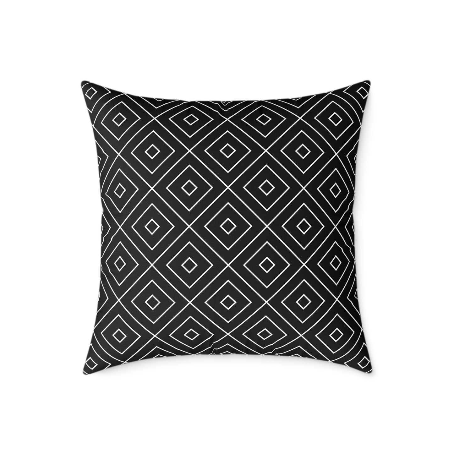 Geometric Diamond Pattern Square Poly Canvas Pillow | Black Grey Modern Throw Pillow