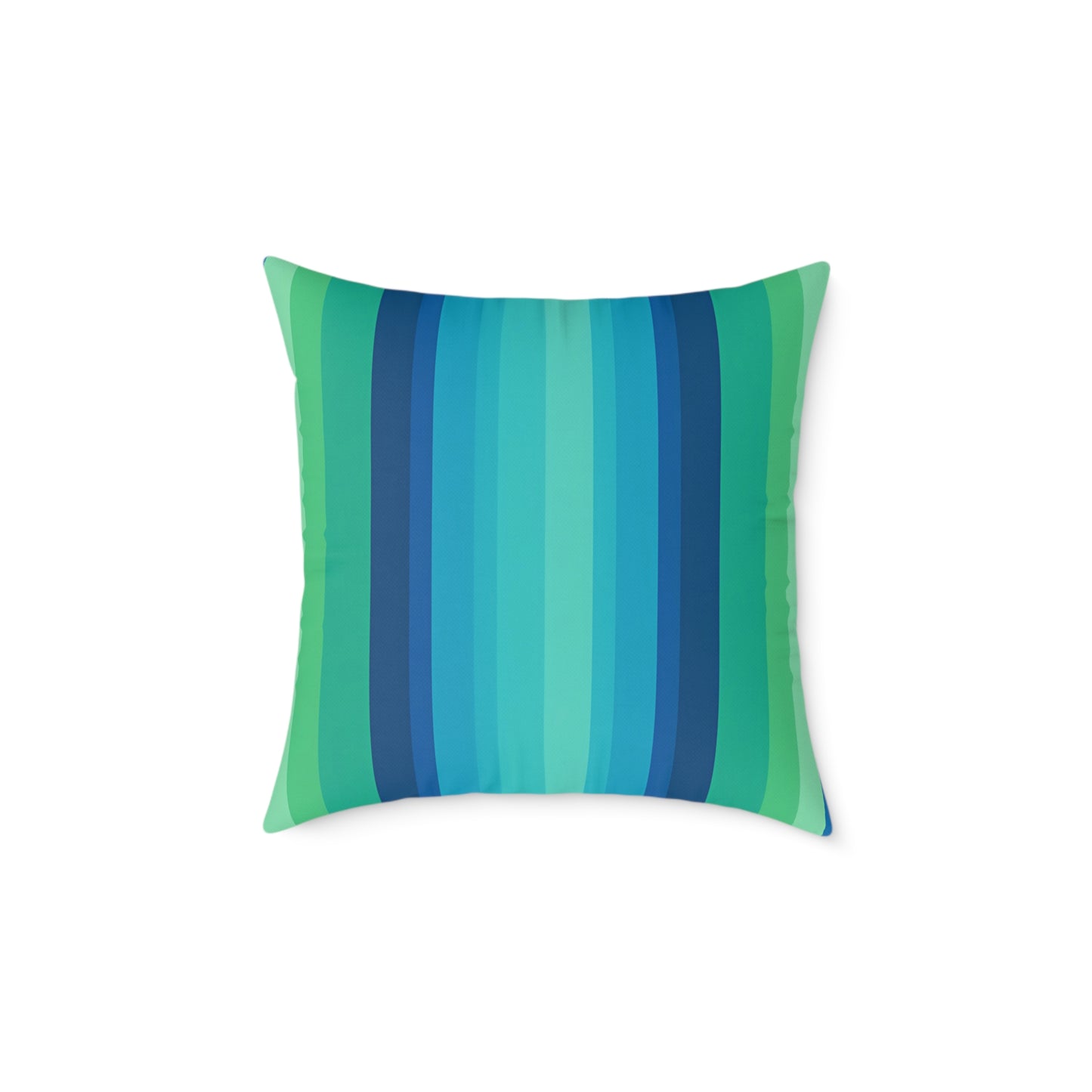 Teal Blue Green Stripe Square Pillow | Coastal Modern Throw Pillow