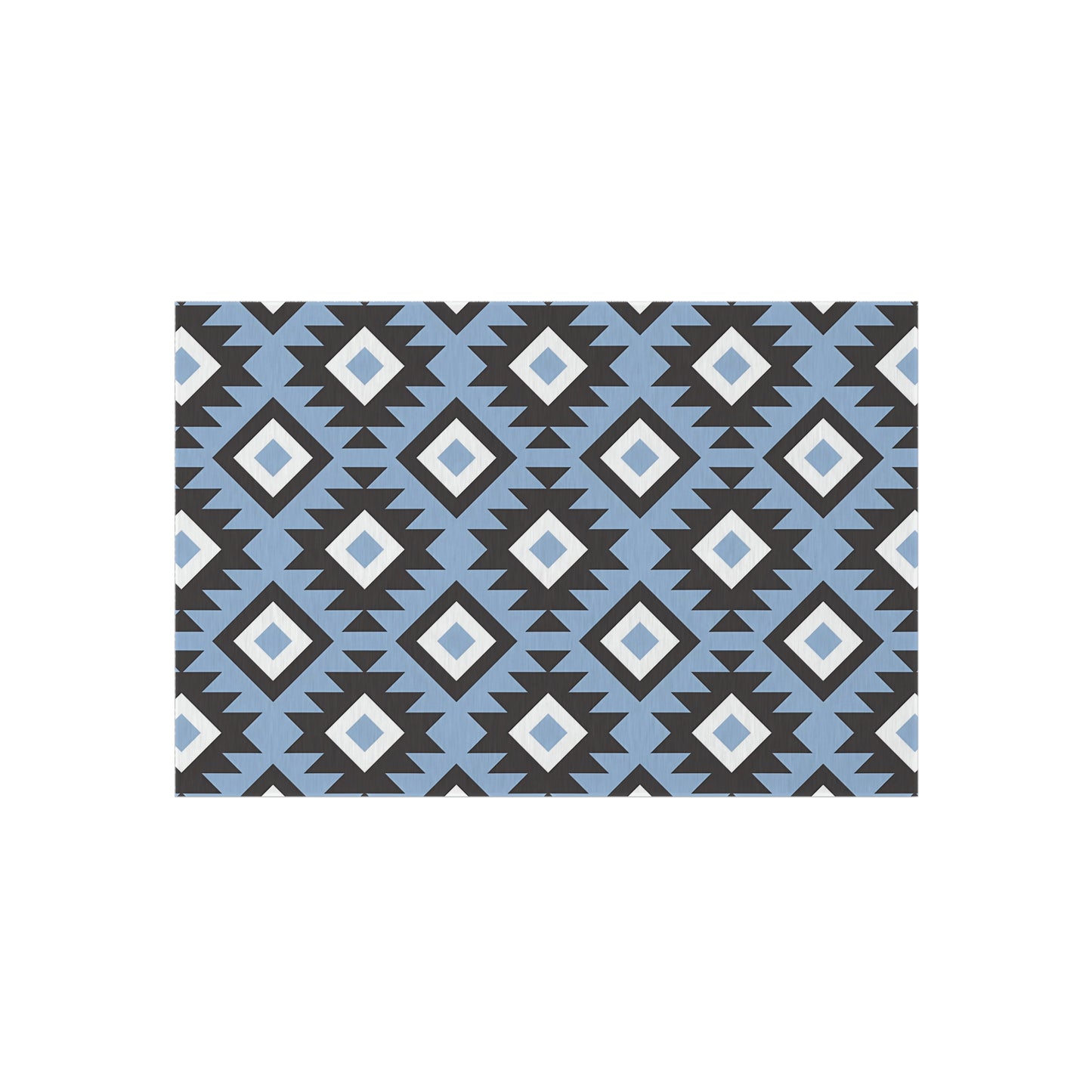 Southwestern Diamond Pattern Outdoor/Indoor Rug | Blue Black Geometric Patio Mat