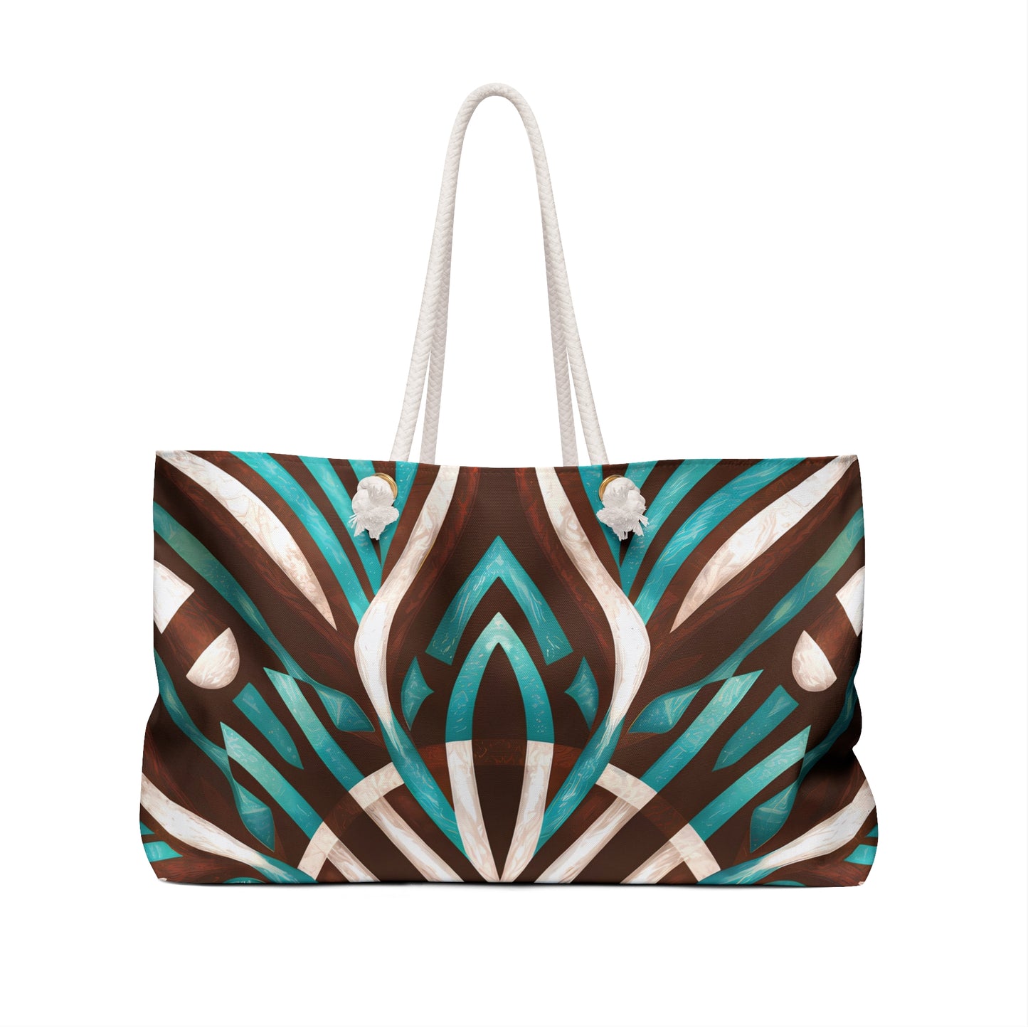 Weekender Bag - Turquoise Brown White Southwest Boho Oversized Eclectic Travel Accessory