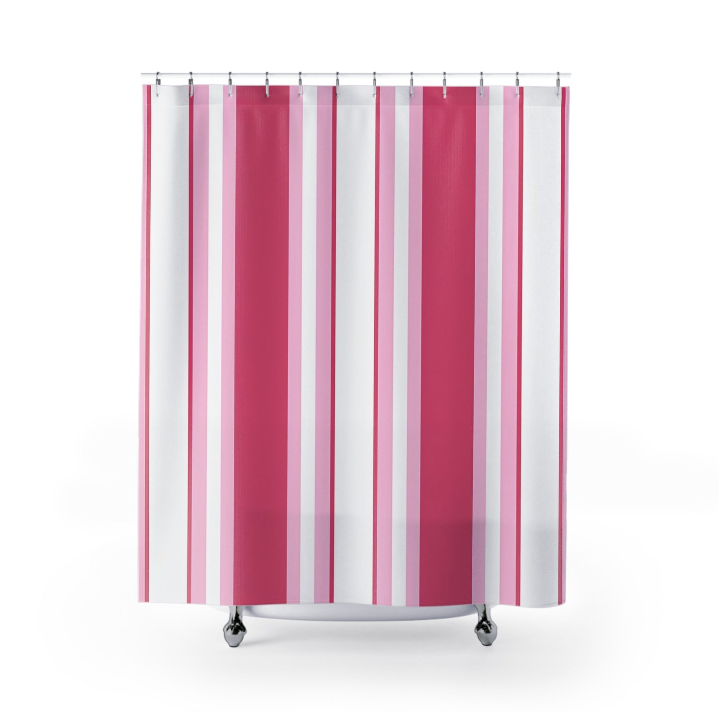 Pink Vertical Stripes Shower Curtain | Hot Pink, Light Pink & White