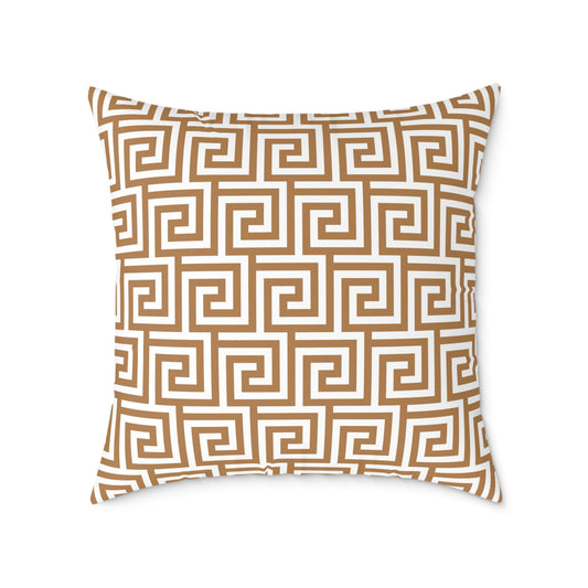 Greek Key Pattern Square Poly Canvas Pillow, Geometric Decorative Throw Pillow