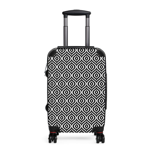 Black White Geometric Diamond Pattern Suitcase | Carry-On Luggage