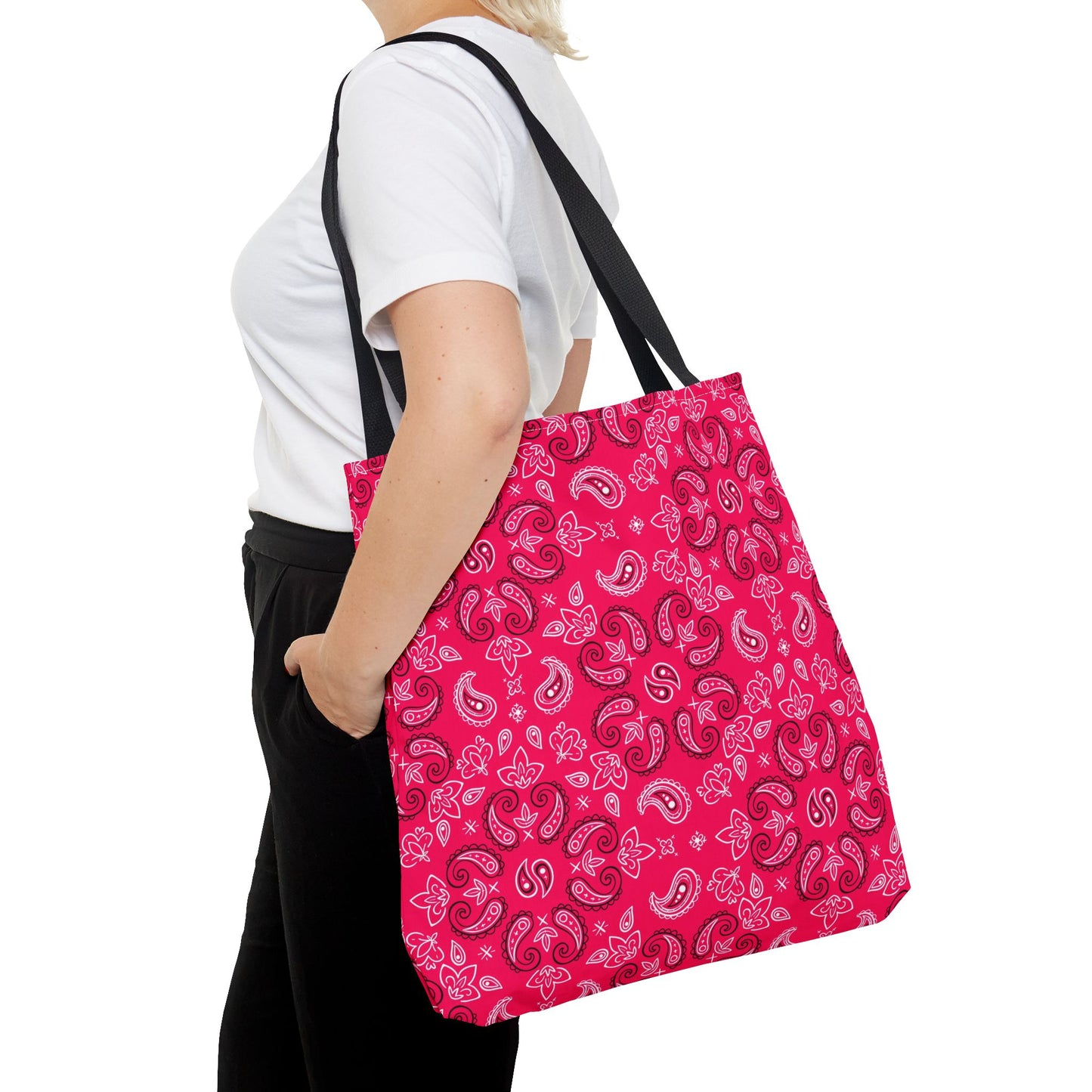 Rose-Red Paisley Pattern Tote Bag | All-Over Print
