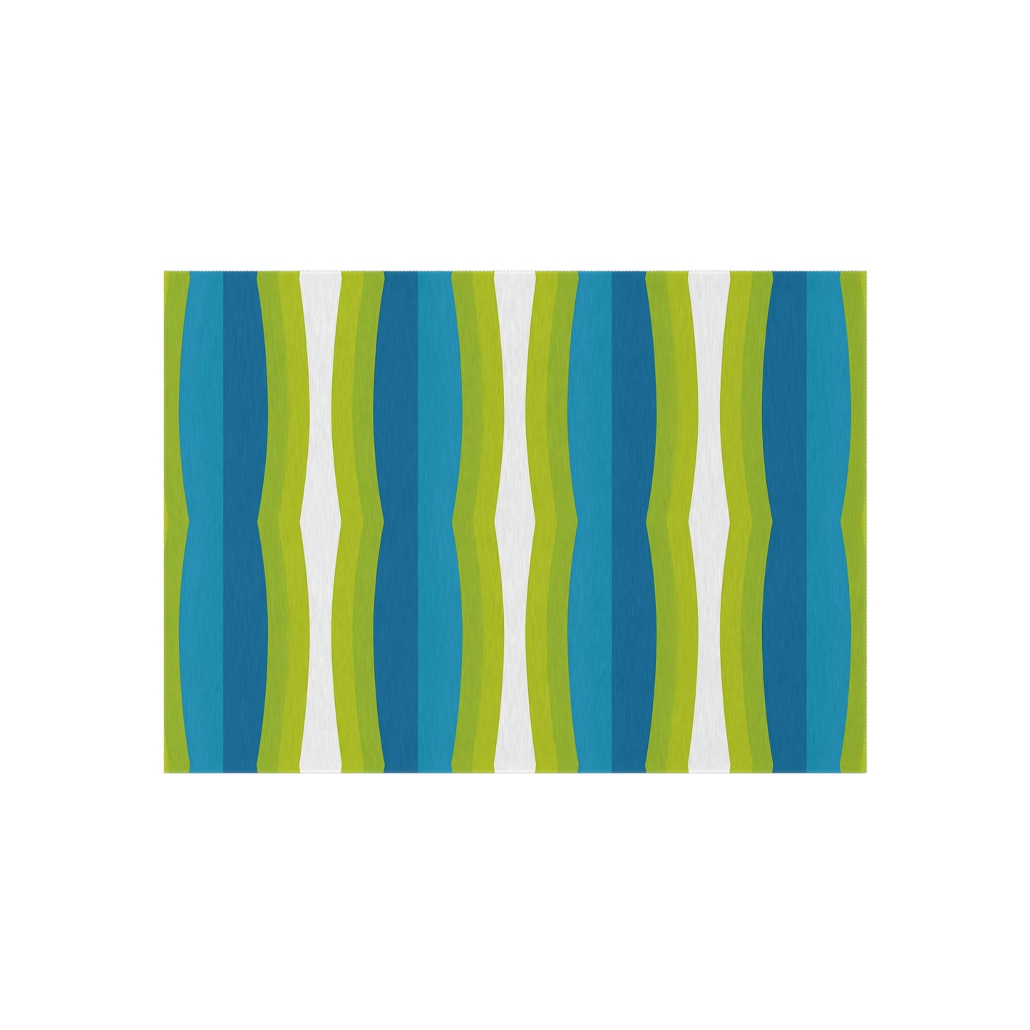 Blue Green White Wave Stripe Outdoor Rug | Patio Mat