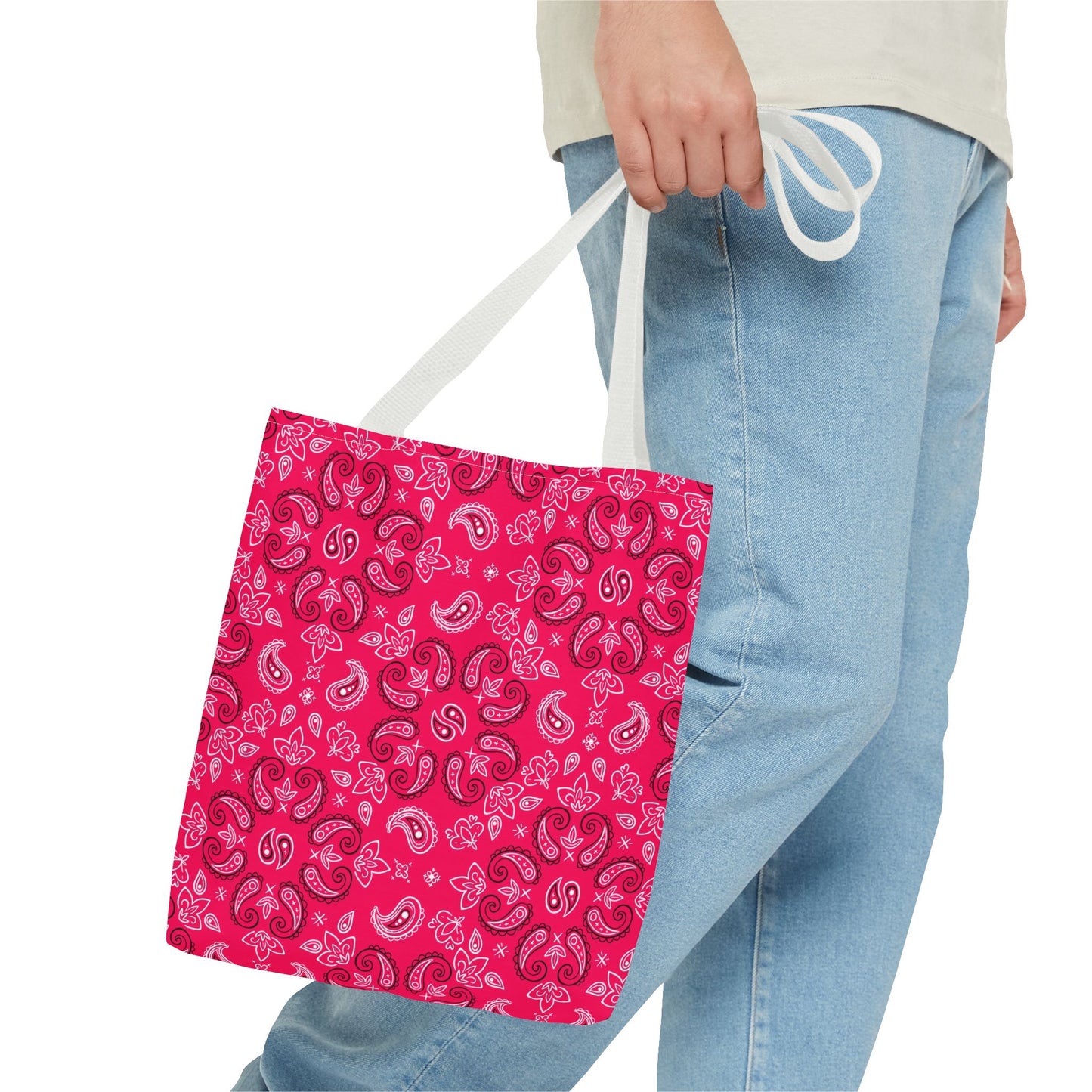 Rose-Red Paisley Pattern Tote Bag | All-Over Print