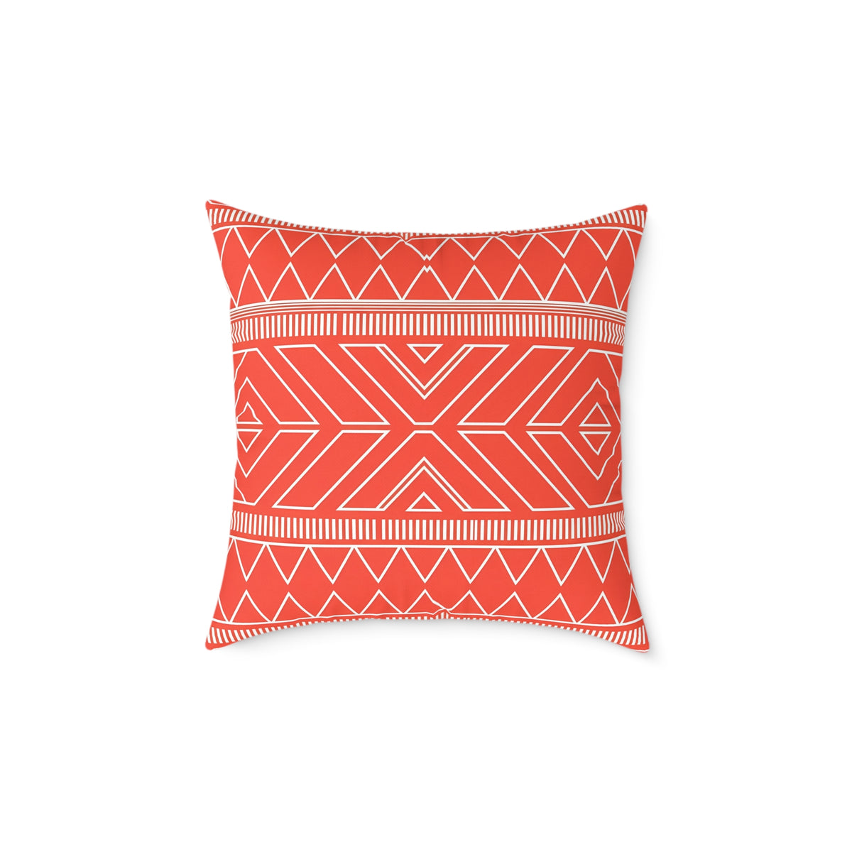 Tribal Geo Pattern Square Pillow | Orange Aztec Throw Pillow