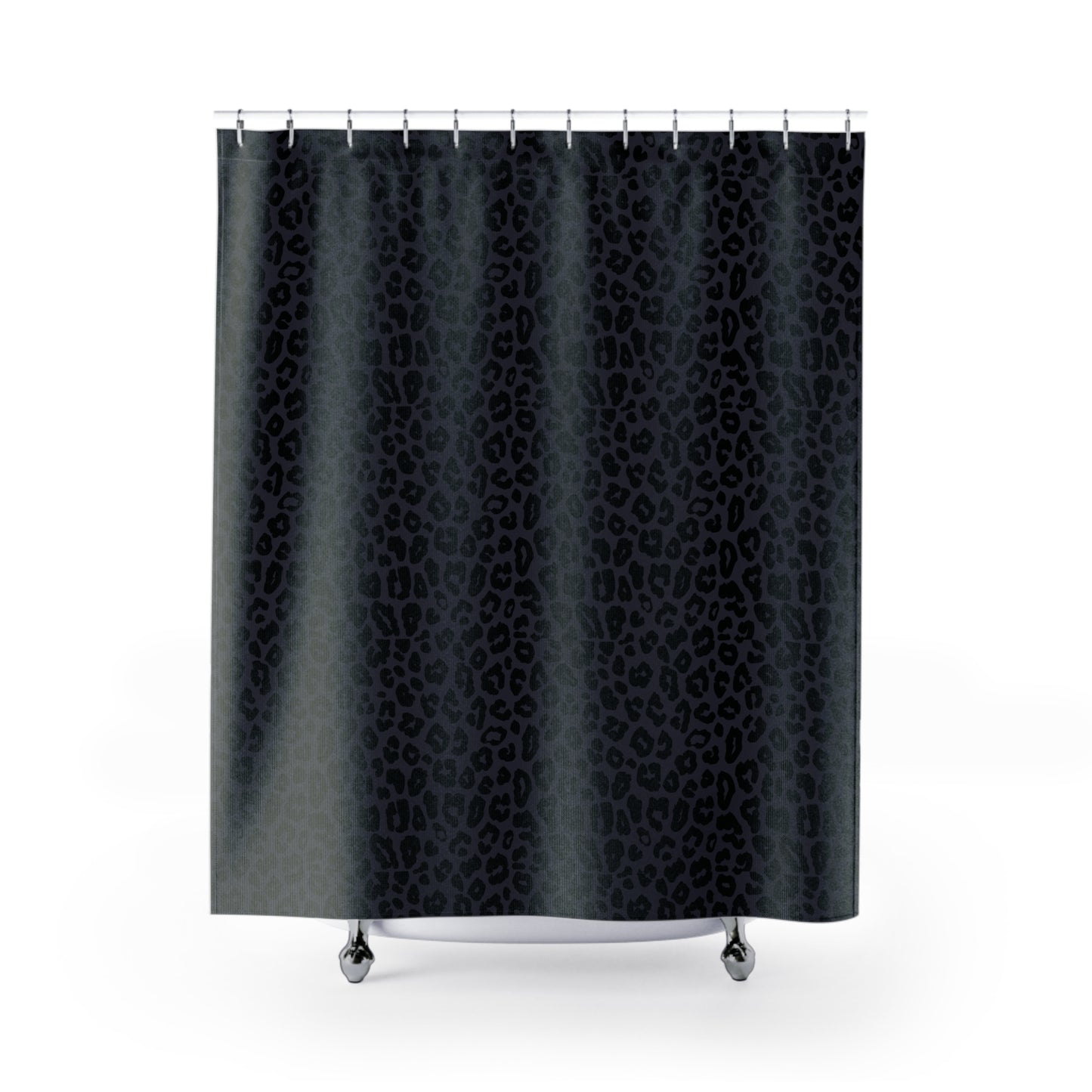 Leopard Print Shower Curtain - Classy Bathroom Decor, Dramatic Black Design, Safari Wildlife Theme, Unique Home Gift, Animal Lover Bathroom