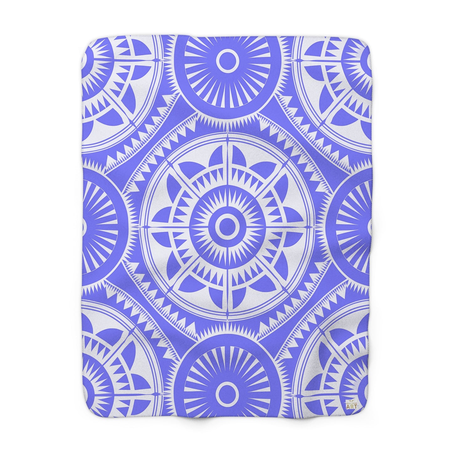 purple White Compass Mandala Sherpa Blanket | Nautical Geometric Cozy Throw