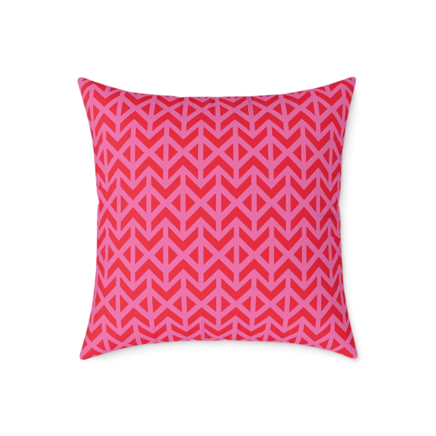 Pink Red Chevron Pattern Square Pillow | Geometric Throw Pillow