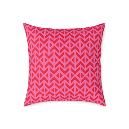 Pink Red Chevron Pattern Square Pillow | Geometric Throw Pillow