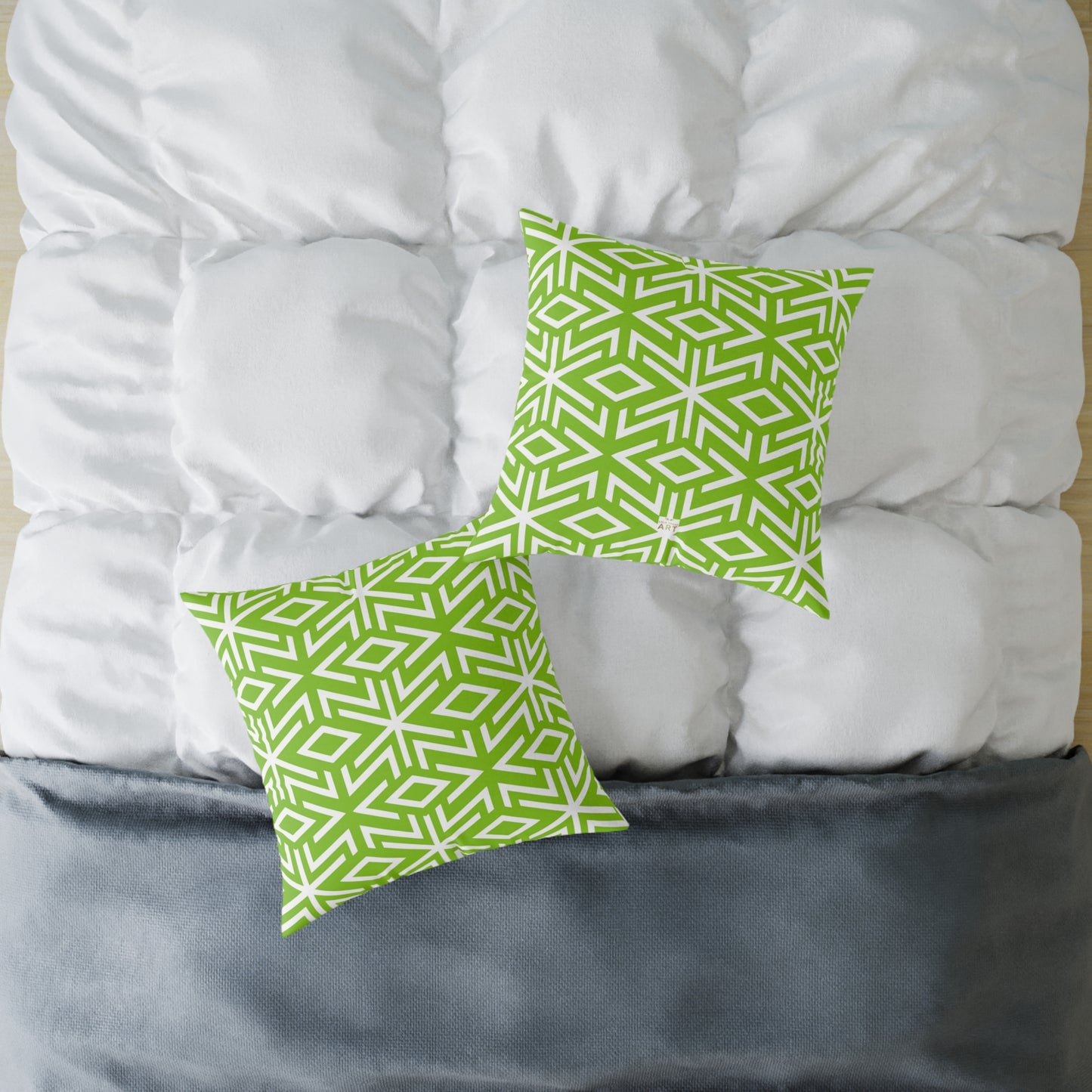 Green White Geometric Diamond Pattern Pillow | Square Throw Pillow,  Modern Home Decor, Couch Cushion, Gift for Homewarming, Stylish Accent Pillow