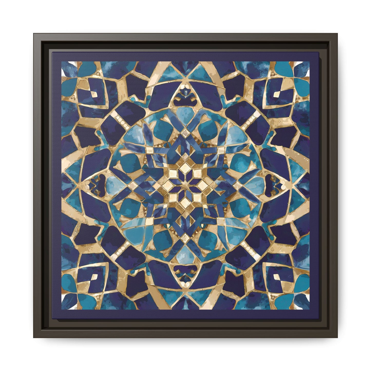 Framed Blue Moroccan Mosaic Wall Art — Matte Canvas Print