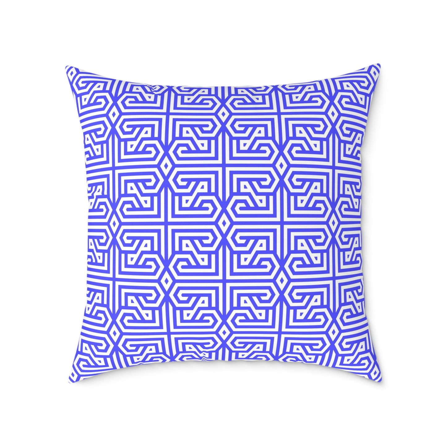 Geometric Greek Key Pattern Periwinkle Pillow | Square Canvas Throw Pillow, Modern Home Decor, Accent Cushion, Gift for Her, Boho Style,
