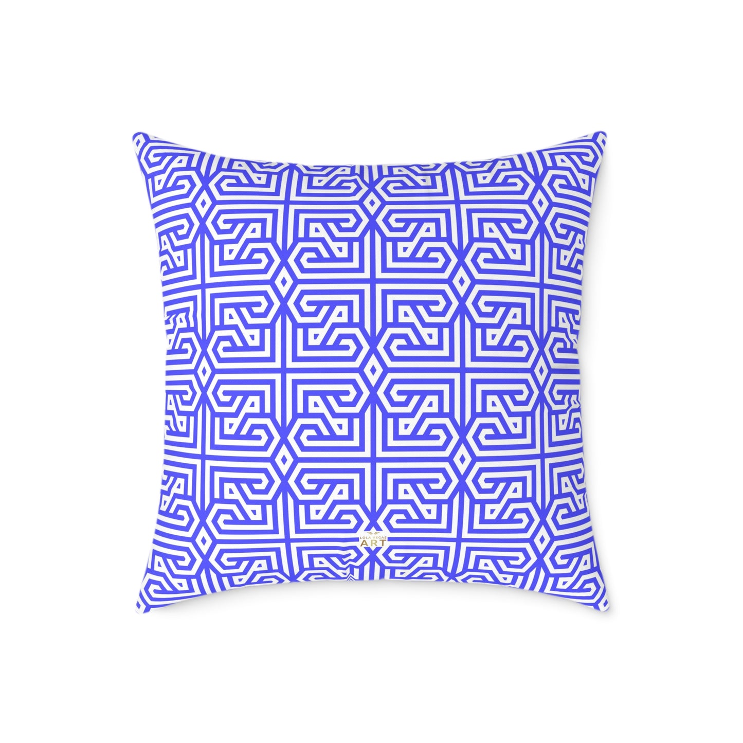 Geometric Greek Key Pattern Periwinkle Pillow | Square Canvas Throw Pillow, Modern Home Decor, Accent Cushion, Gift for Her, Boho Style,