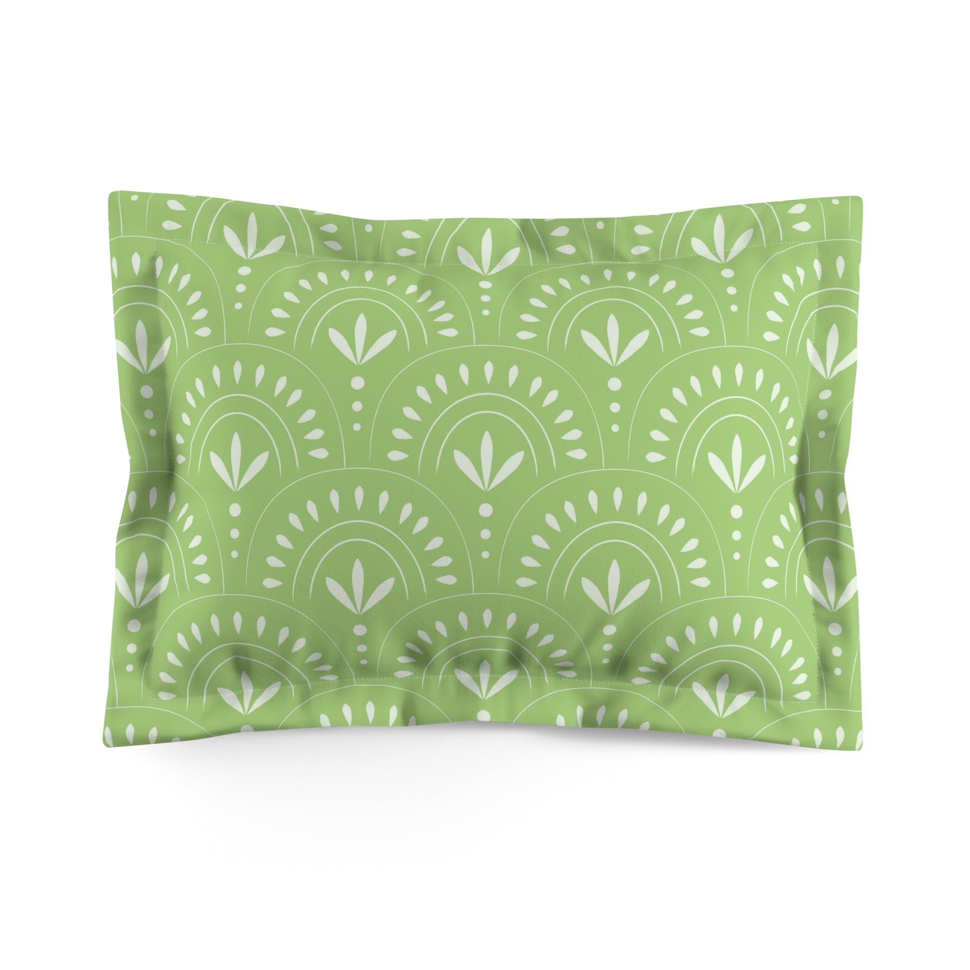 Boho Green Microfiber Pillow Sham, Cozy Bedroom Decor, Eco-Friendly Home Essentials, Modern Bedding, Gift for Sleep Lovers - LOLA VEGAS ART