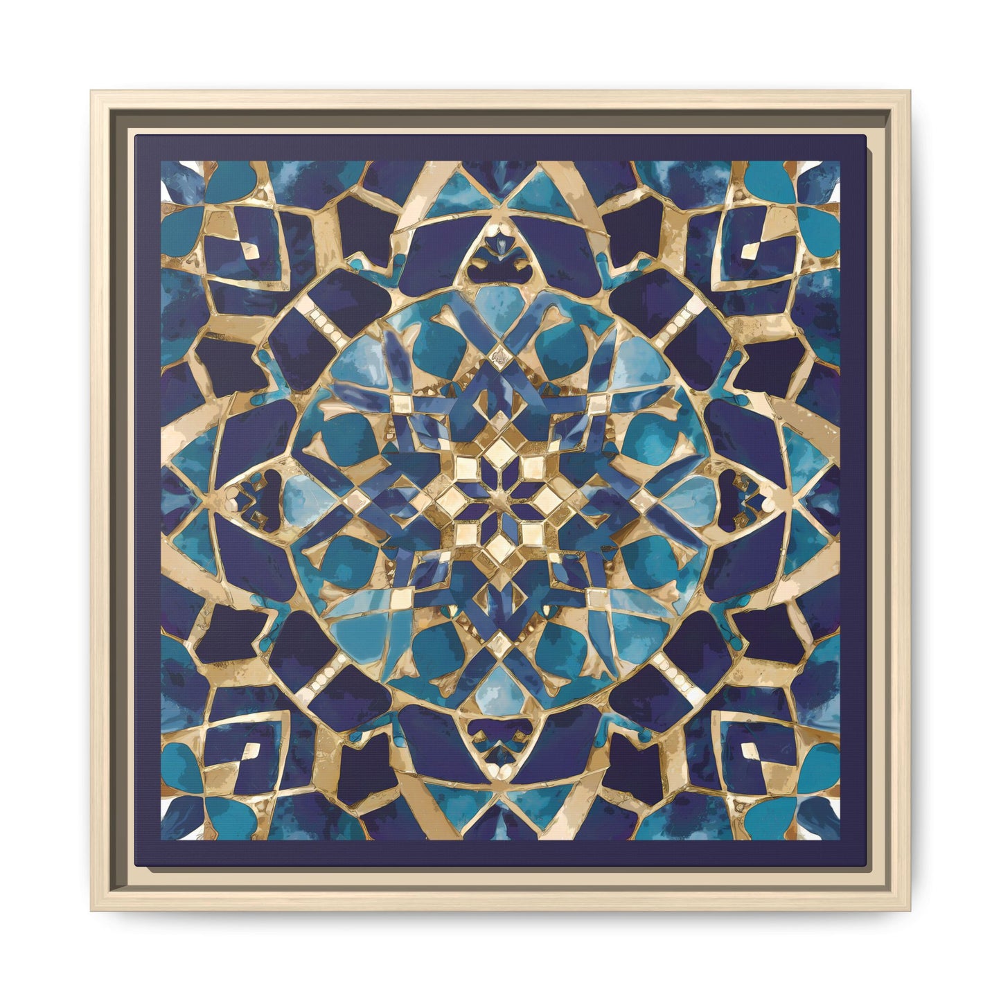 Framed Blue Moroccan Mosaic Wall Art — Matte Canvas Print