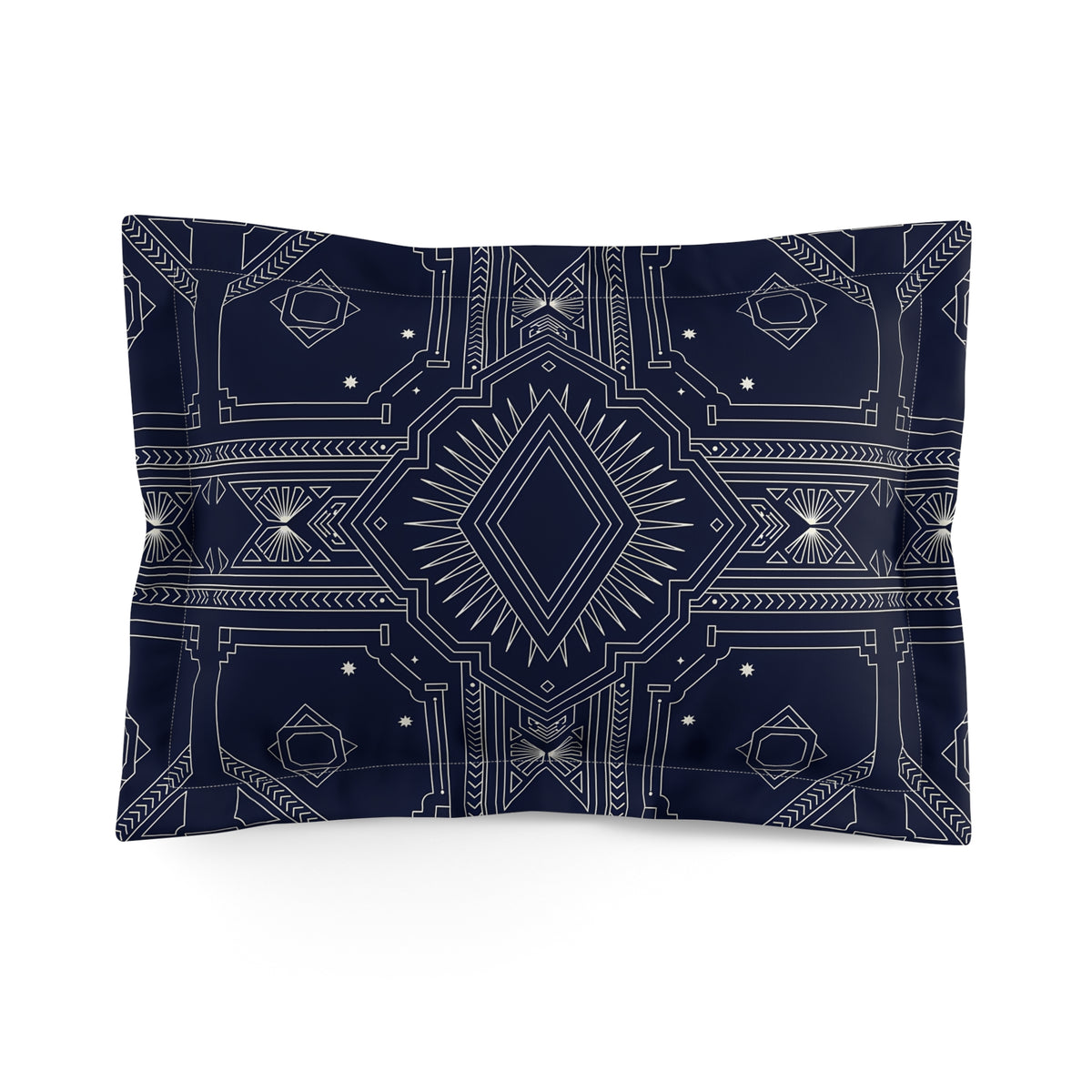 Navy Geometric Mandala Microfiber Pillow Sham | Boho Aztec Pattern