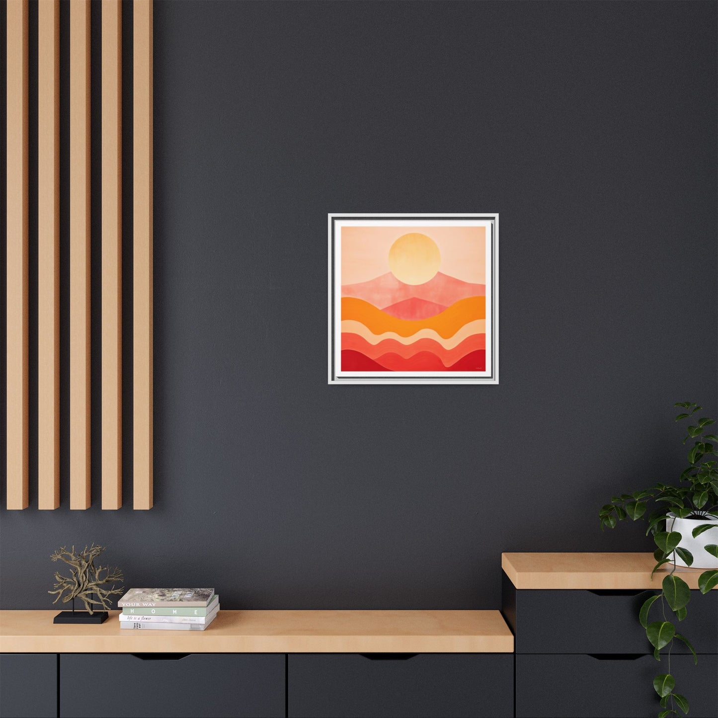 Sunset Mountain Matte Canvas Art Print, Framed Wall Decor, Boho Home Decoration, Gift for Nature Lovers, Colorful Landscape - LOLA VEGAS ART