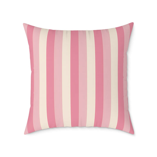 Pink Creme Stripe Square Pillow | Pastel Striped Throw Cushion