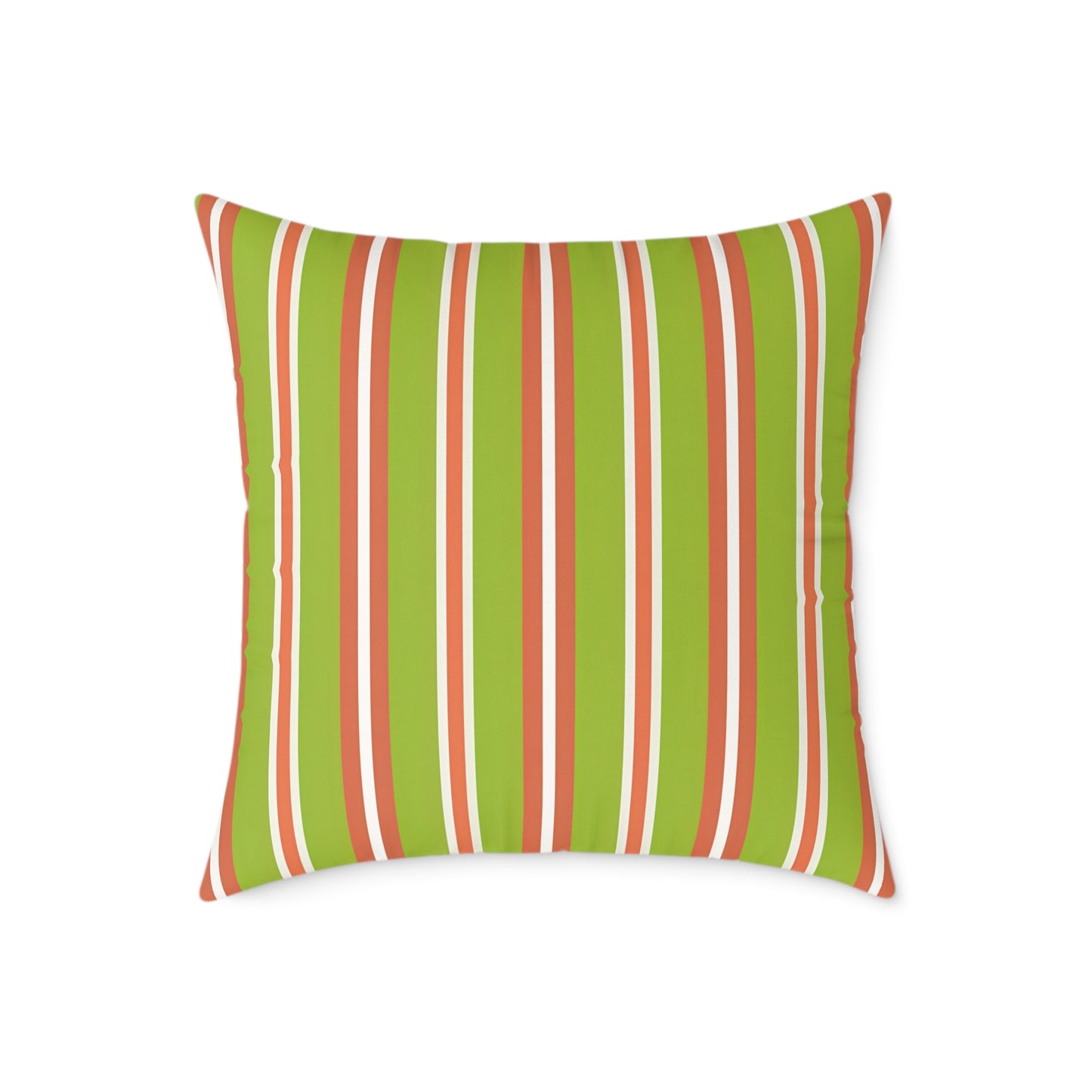Green Orange Stripe Square Pillow | Canvas Throw , Retro Stripes
