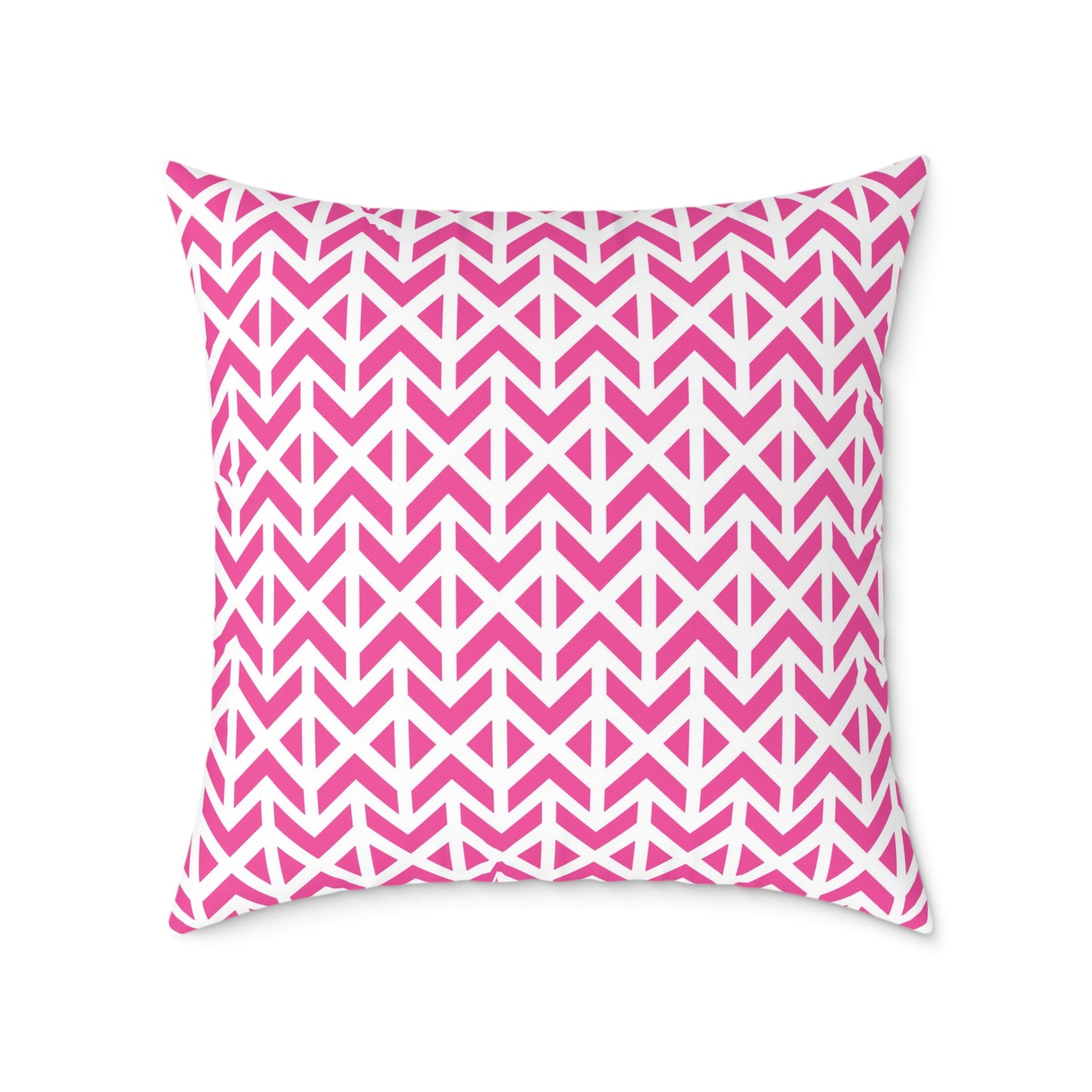 Pink White Chevron Pattern Square Pillow | Geometric Throw Cushion