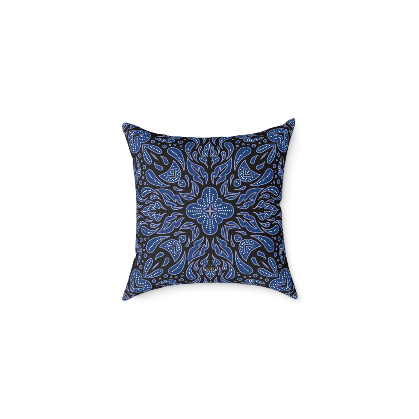 Blue Mandala Pattern Pillow | Boho Decorative Square Throw Pillow