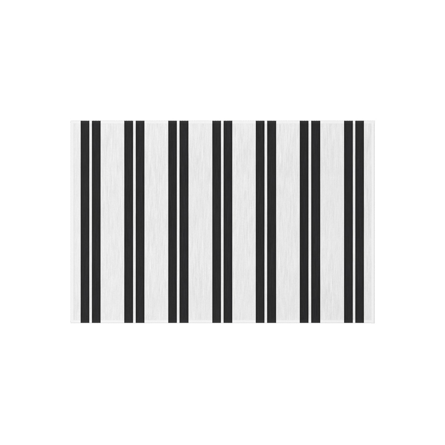 Black and White Vertical Stripe Outdoor/Indoor Rug | Modern Patio Mat