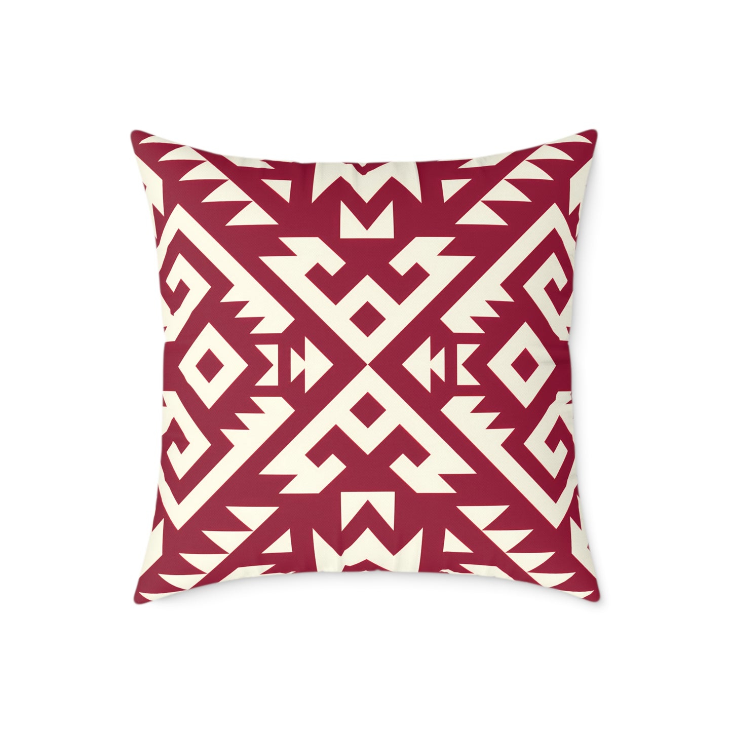 Burgundy Aztec Boho Geometric Pillow | Square Throw Pillow