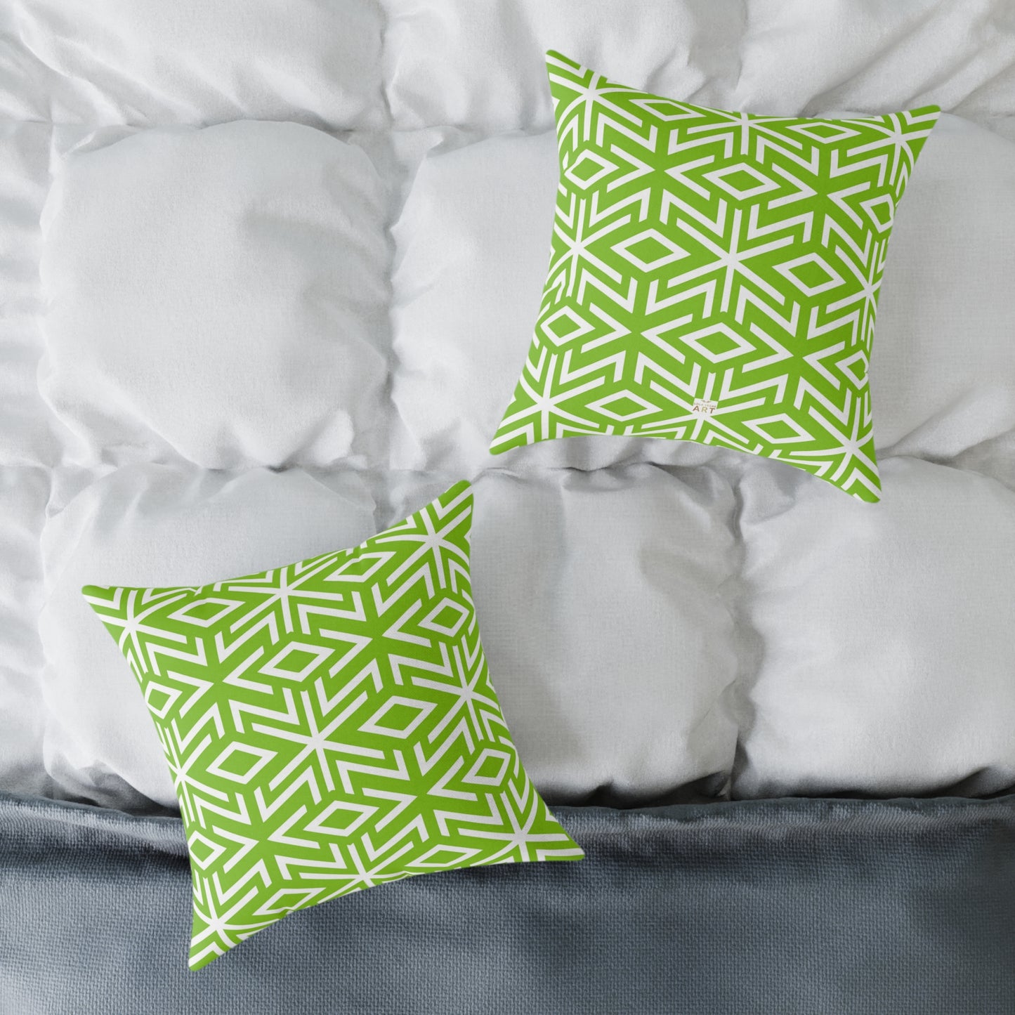 Green White Geometric Diamond Pattern Pillow | Square Throw Pillow,  Modern Home Decor, Couch Cushion, Gift for Homewarming, Stylish Accent Pillow