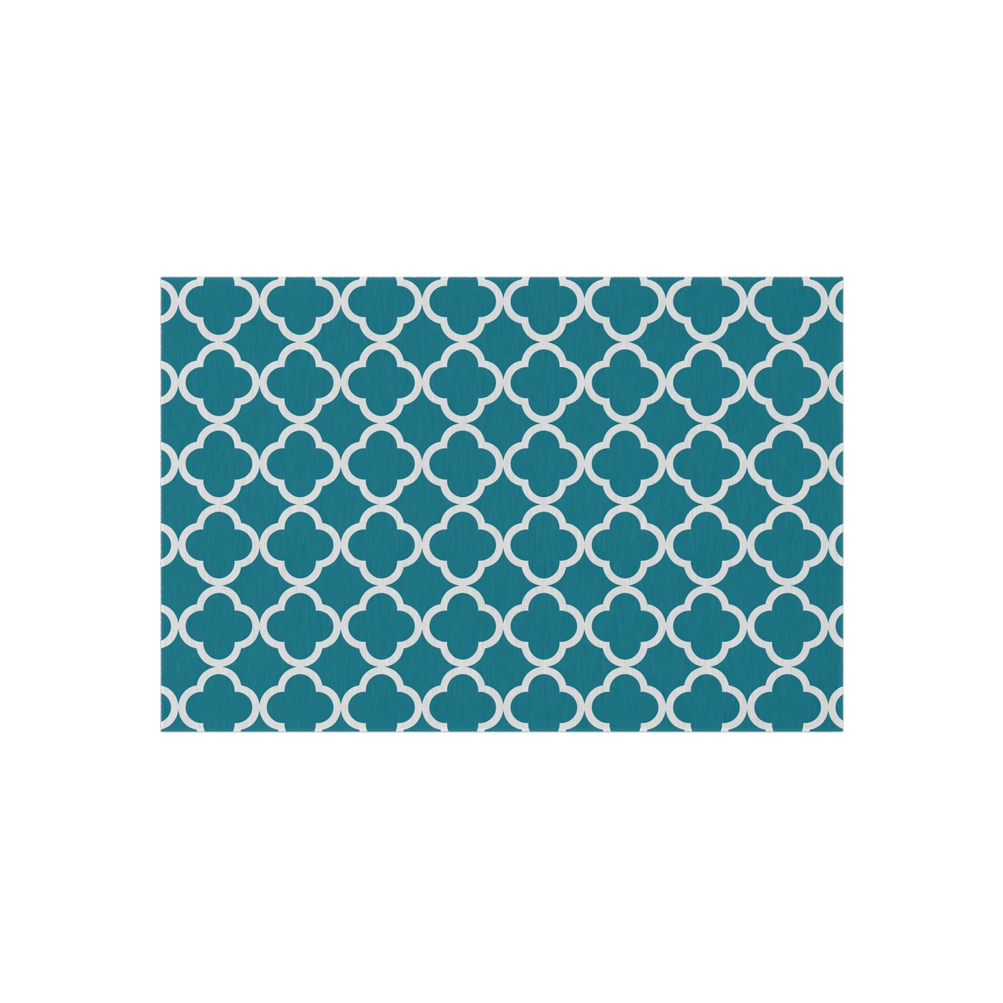 Teal Quatrefoil Outdoor/Indoor Rug | Patterned Patio Mat