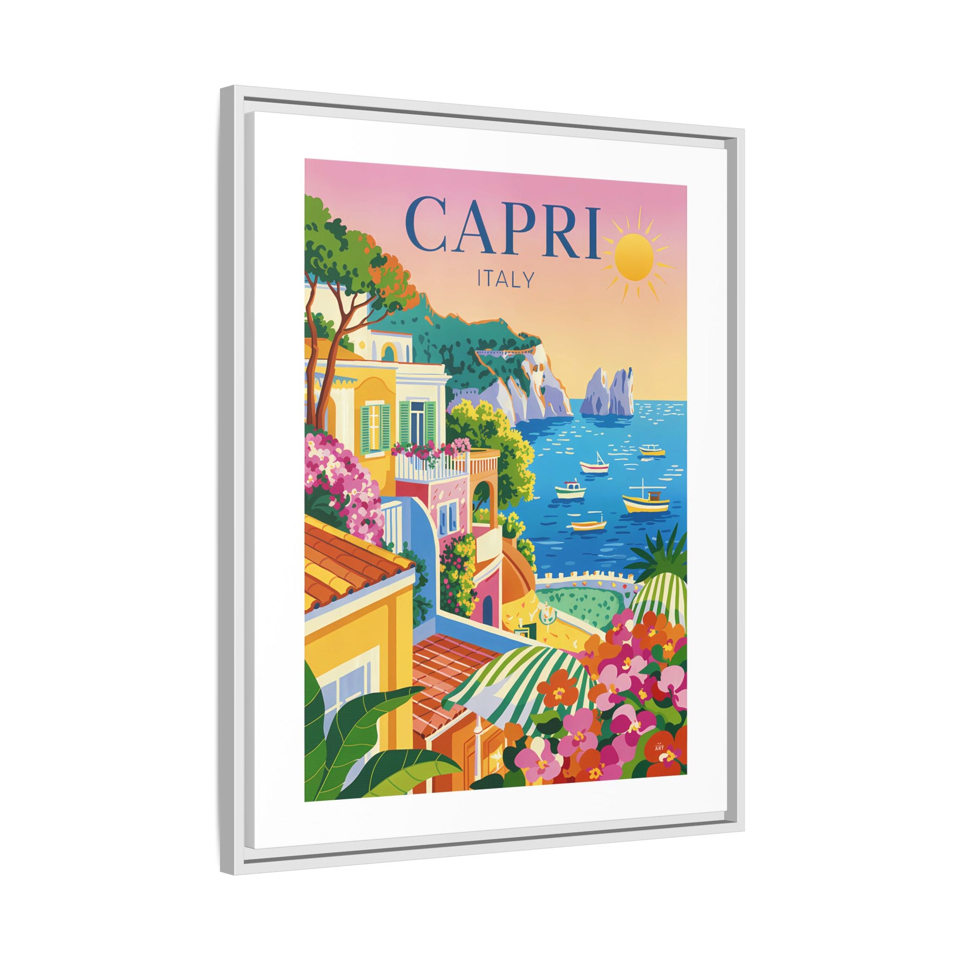 Framed Art Print, Italian Coastal Decor, Capri Wall Art, Mediterranean Vibe, Home Decoration, Travel Inspired Gift - LOLA VEGAS ART
