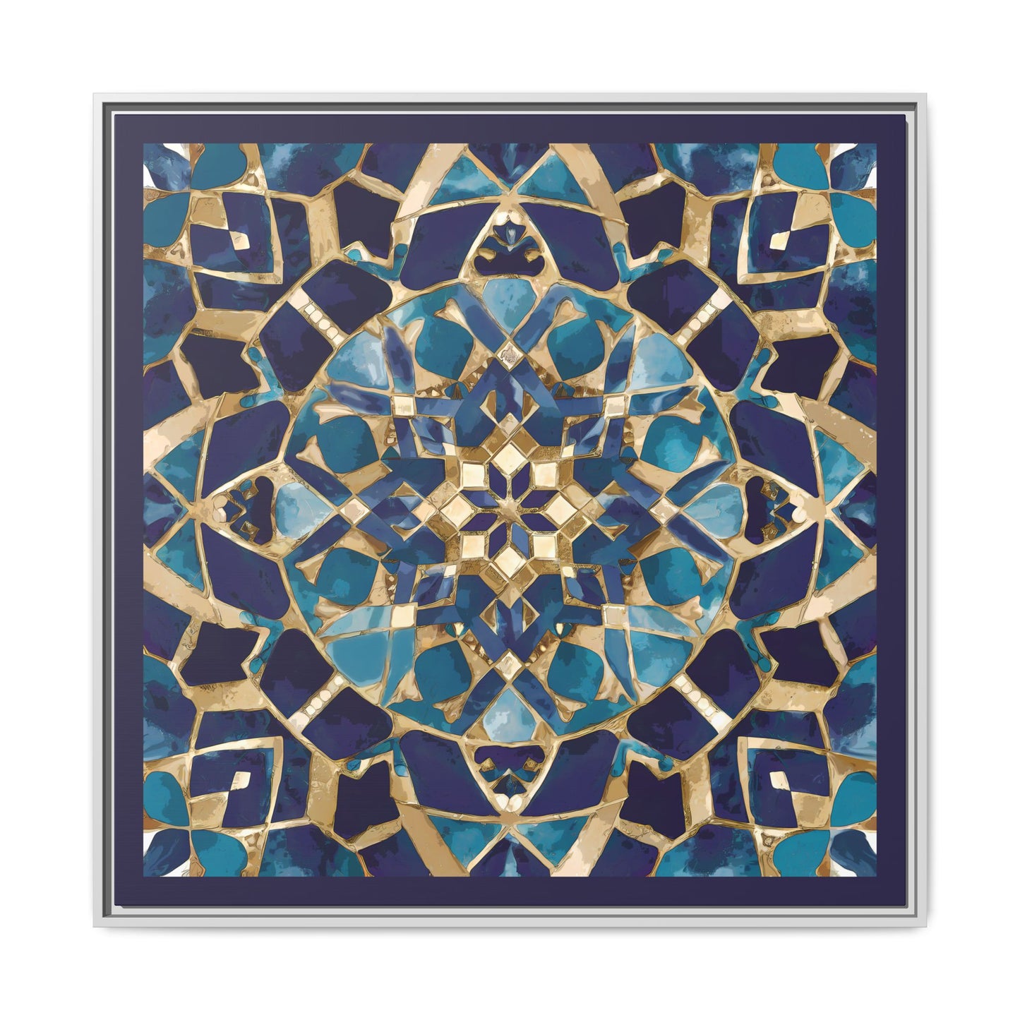 Framed Blue Moroccan Mosaic Wall Art — Matte Canvas Print