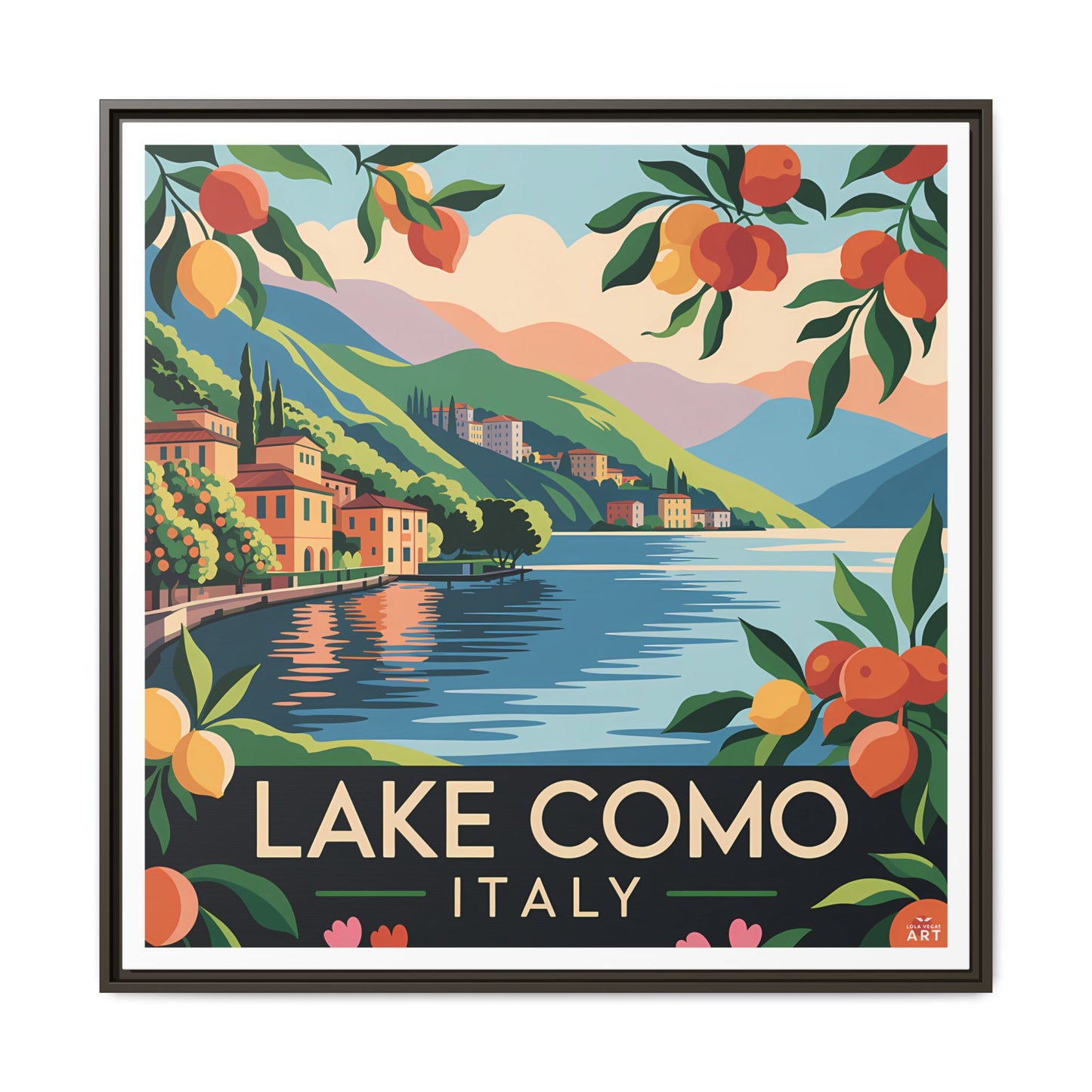 Framed Lake Como Wall Art, Vintage Wall Decor, Italian Landscape Artwork, Home Decor Gift, Travel Nostalgia