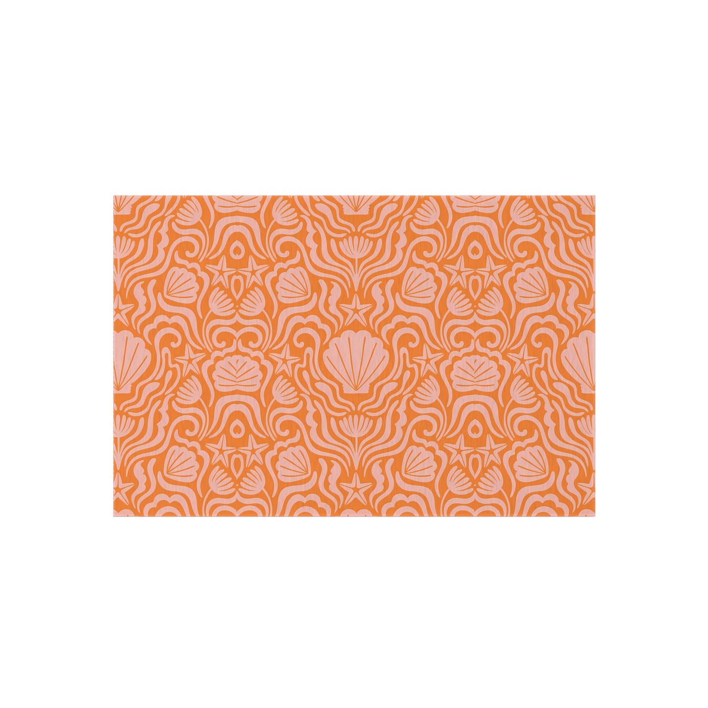 Orange-Light Orange Seashell Pattern Outdoor/Indoor Rug | Coastal Patio Mat