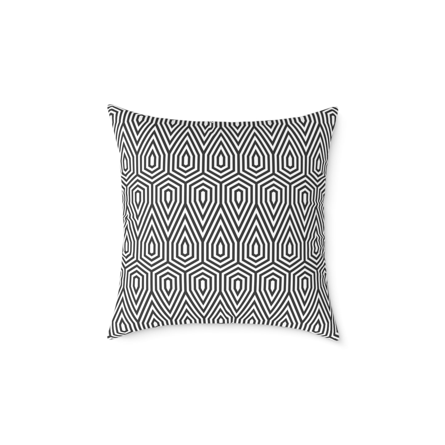 Geometric Hexagon Pattern Square Pillow | Black White Modern Throw, Modern Home Decor, Square Cushion, Accent Home Accessories, Gift for Her