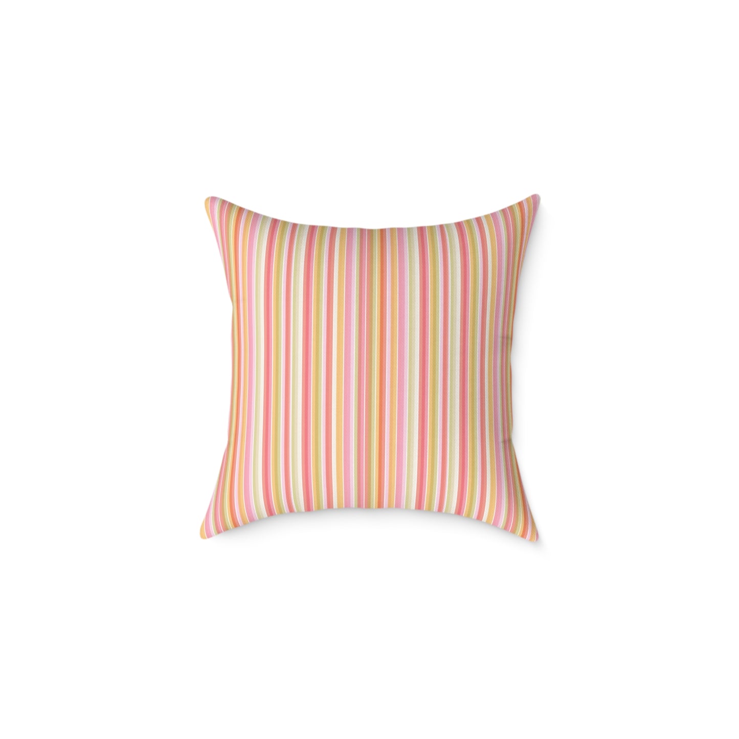 Pastel Stripe Square Pillow | Pink Yellow Green Striped Decorative Pillow