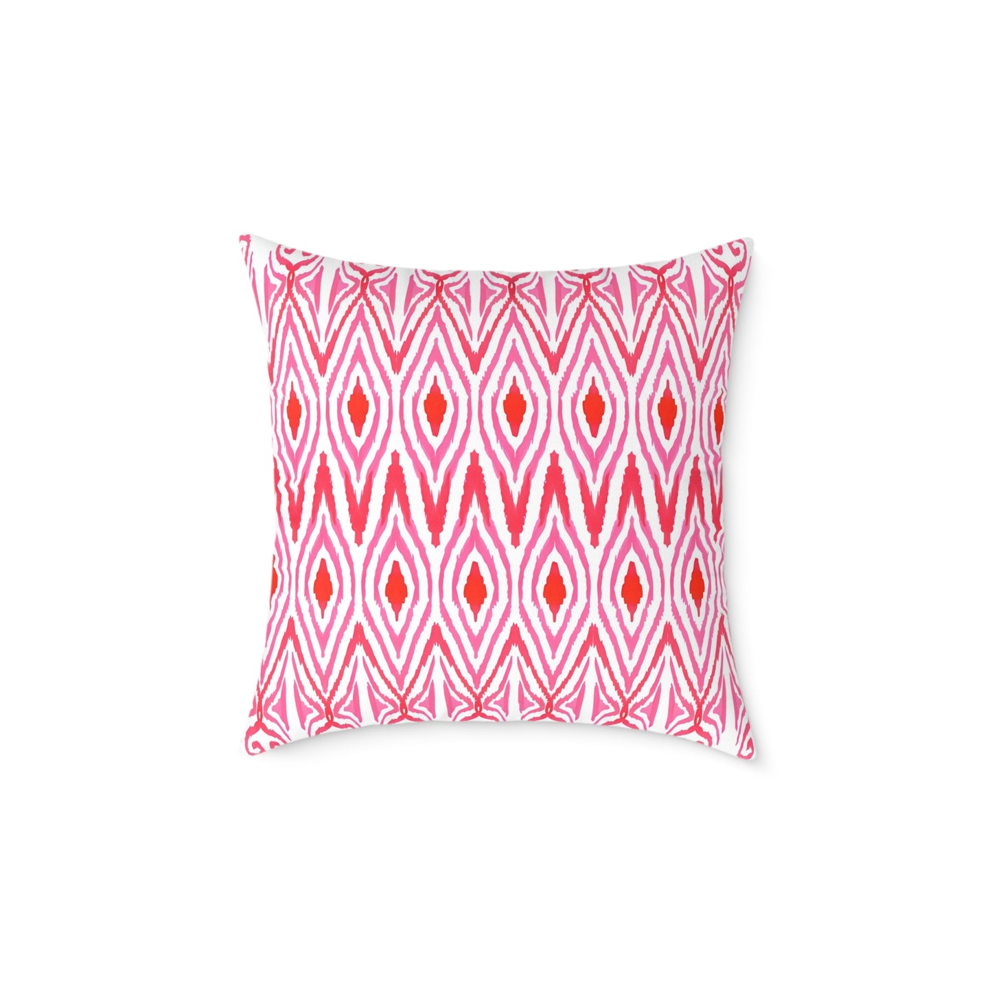 Pink Orange White Ikat Diamond Pattern Pillow | Geometric Throw Pillow